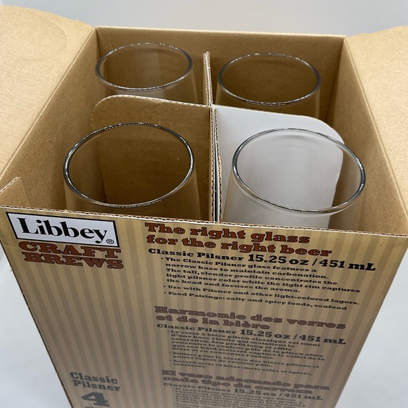 Libbey Craft Brews Classic Pilsner Beer Glasses, Set of 4, NIB - Picture 3 of 4